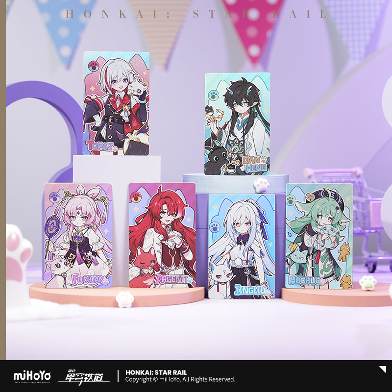honkai star rail holographic card Honkai Star Rail Little Cat Series Holographic Collectible Card – KUMAGAME SHOP